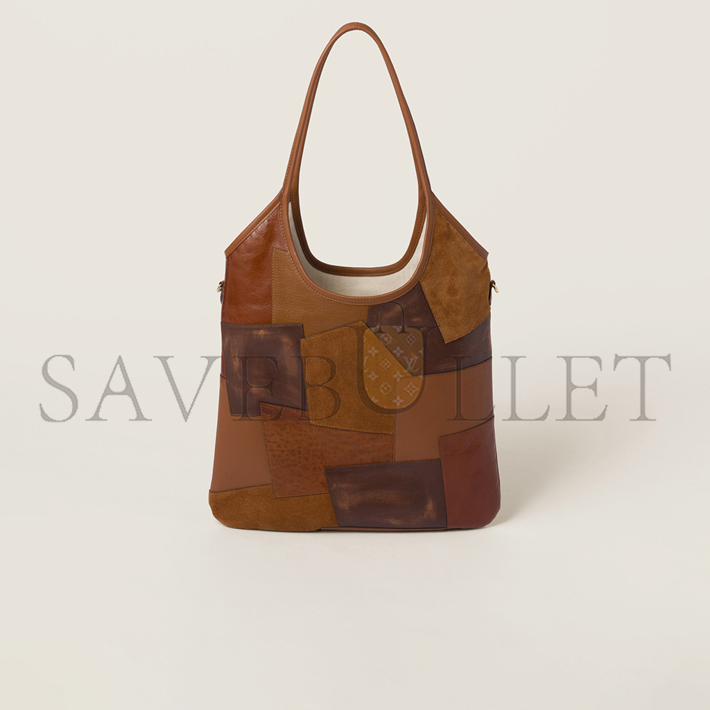 MIU MIU IVY LEATHER PATCHWORK BAG 5BG231 (40*35cm) MIU MIU IVY LEATHER PATCHWORK BAG 5BG231 (40*35cm)
